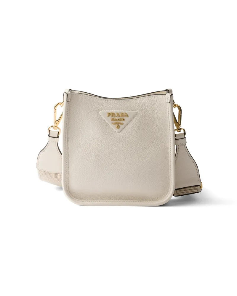 Prada Mini-schultertasche Aus Leder, Damen, Weiss Weiss