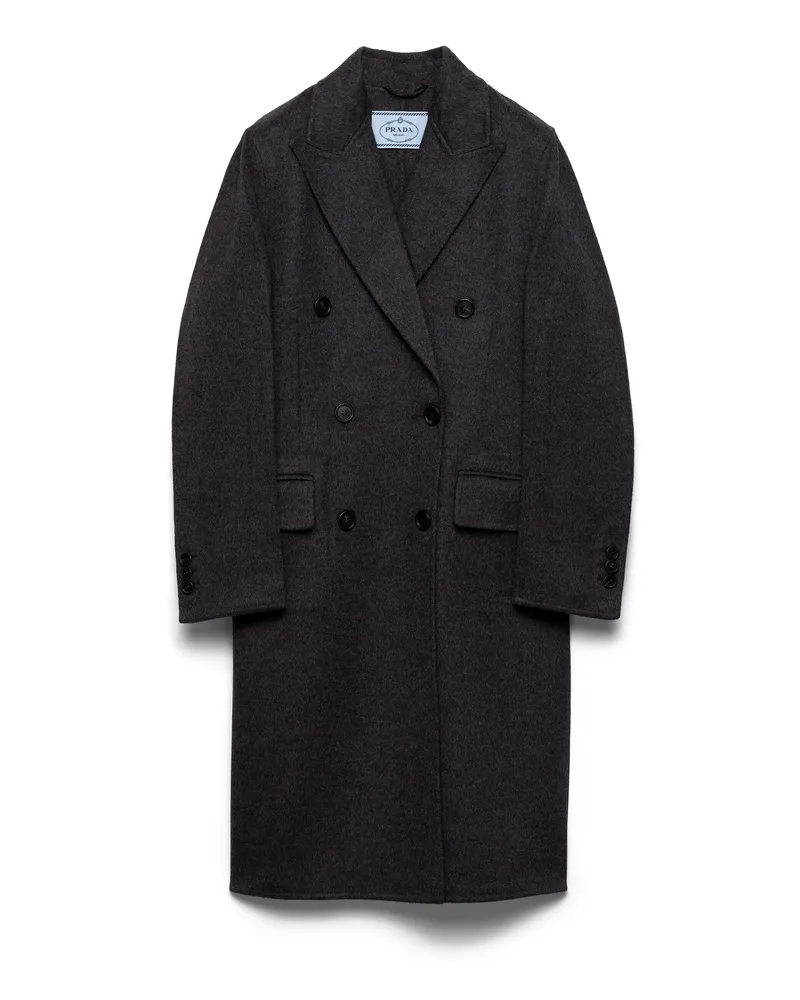 Prada Doppelreihiger Mantel Aus Doppel-kaschmirwolle, Damen, Schiefergrau, Größe Schiefergrau