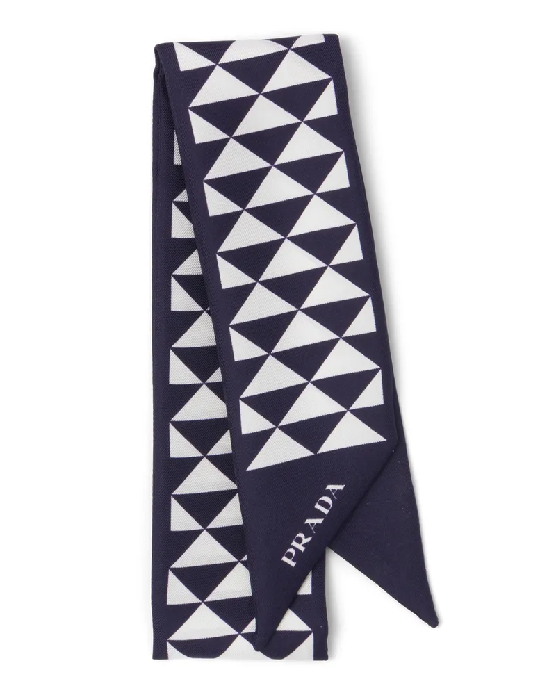 Prada Bedruckte Krawatte Aus Seide, Damen, Marineblau/weiss Marineblau
