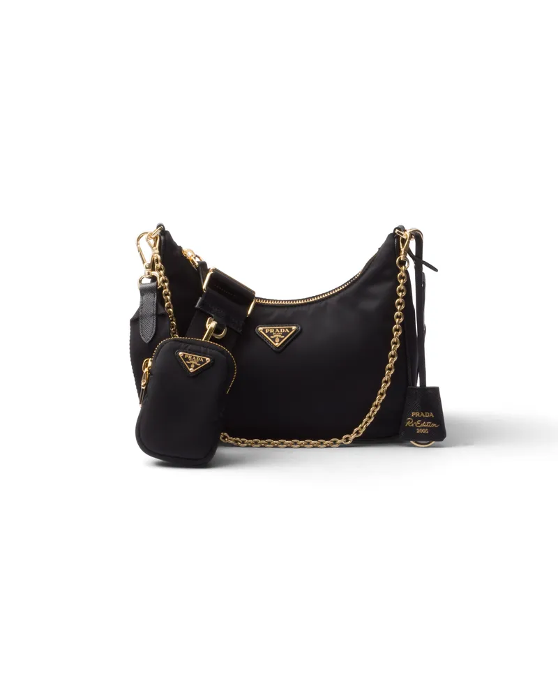 Prada Re-edition 2005 Tasche Aus Re-nylon, Damen, Schwarz Schwarz