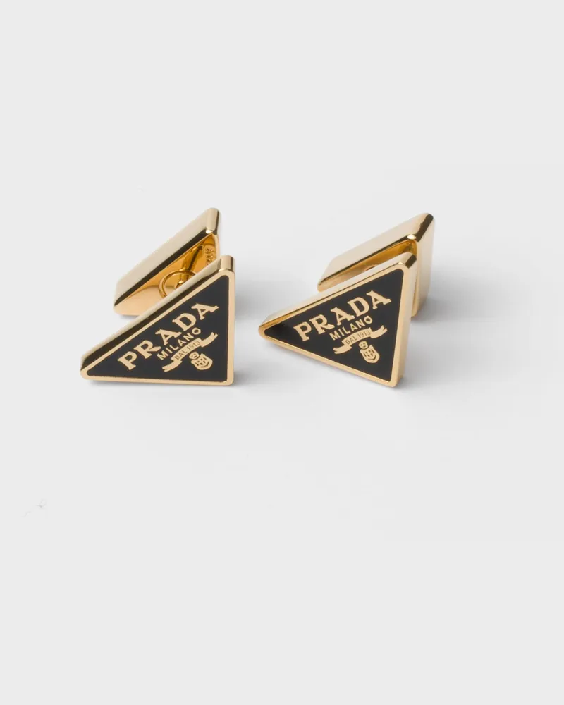 Prada Emailierte Metallohrringe Gold
