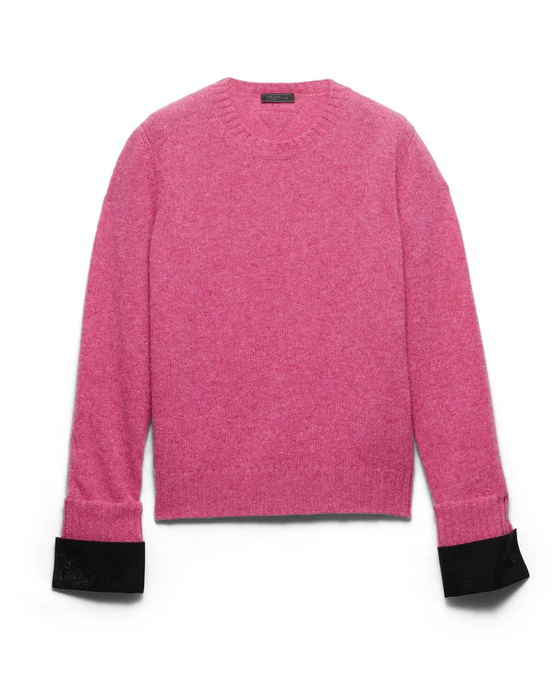 Prada Rundhalspullover Aus Shetlandwolle, Herren, Rosa, Größe Rosa