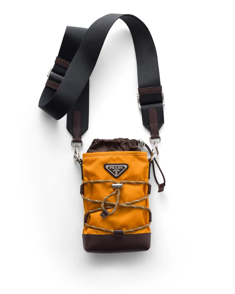 Prada Speedrock Smartphone-hülle Aus Re-nylon Und Leder, Herren, Bernstein Bernstein