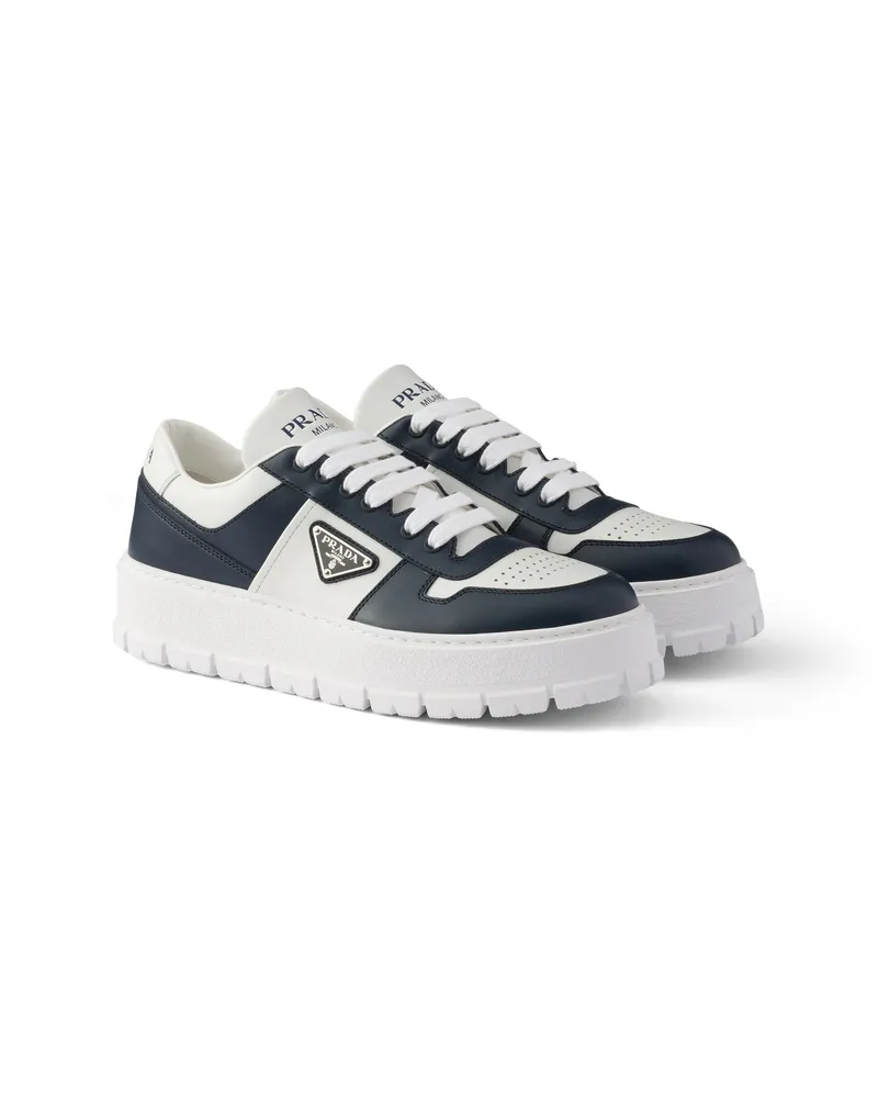 Prada Sneaker Aus Leder, Herren, Weiss+ultramarinblau, Größe 6 Weiss+ultramarinblau