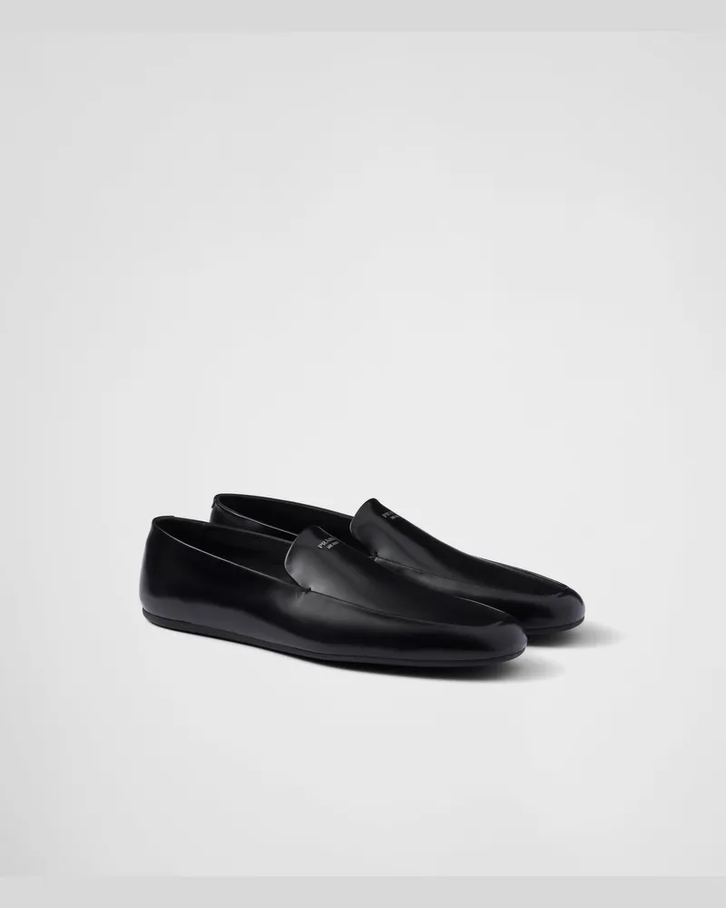 Prada Loafer aus gebürstetem Leder Schwarz