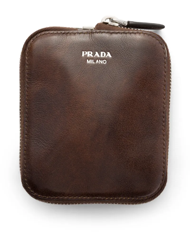 Prada Faltbare Mini-duffel-bag Aus Re-nylon Und Leder, Damen, Kakaobraun Kakaobraun
