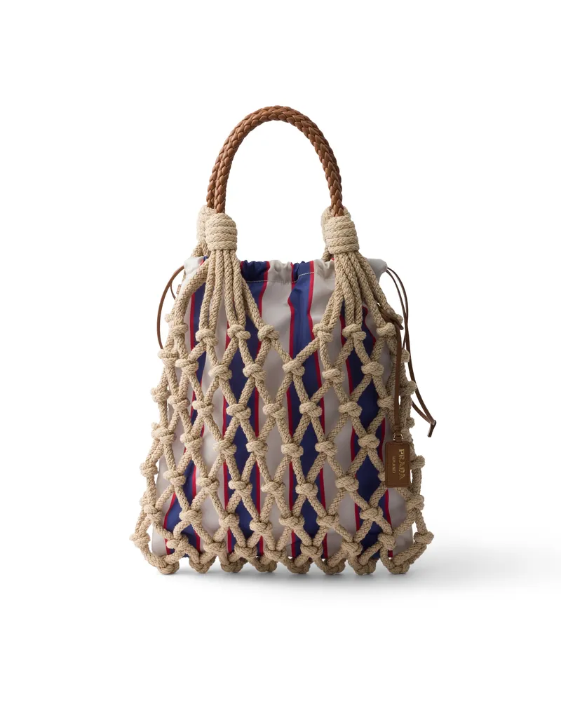 Prada Noué Mittelgroße Tasche Aus Baumwoll-makramee, Damen, Kordel/königsblau Kordel