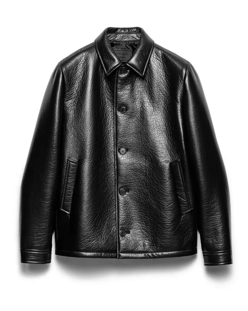 Prada Cabanjacke Aus Nappa-leder, Herren, Schwarz, Größe Schwarz