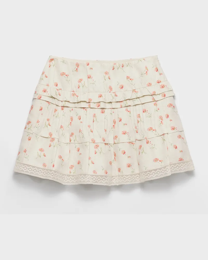 Prada Minirock aus Leinen mit floralem Print Natur