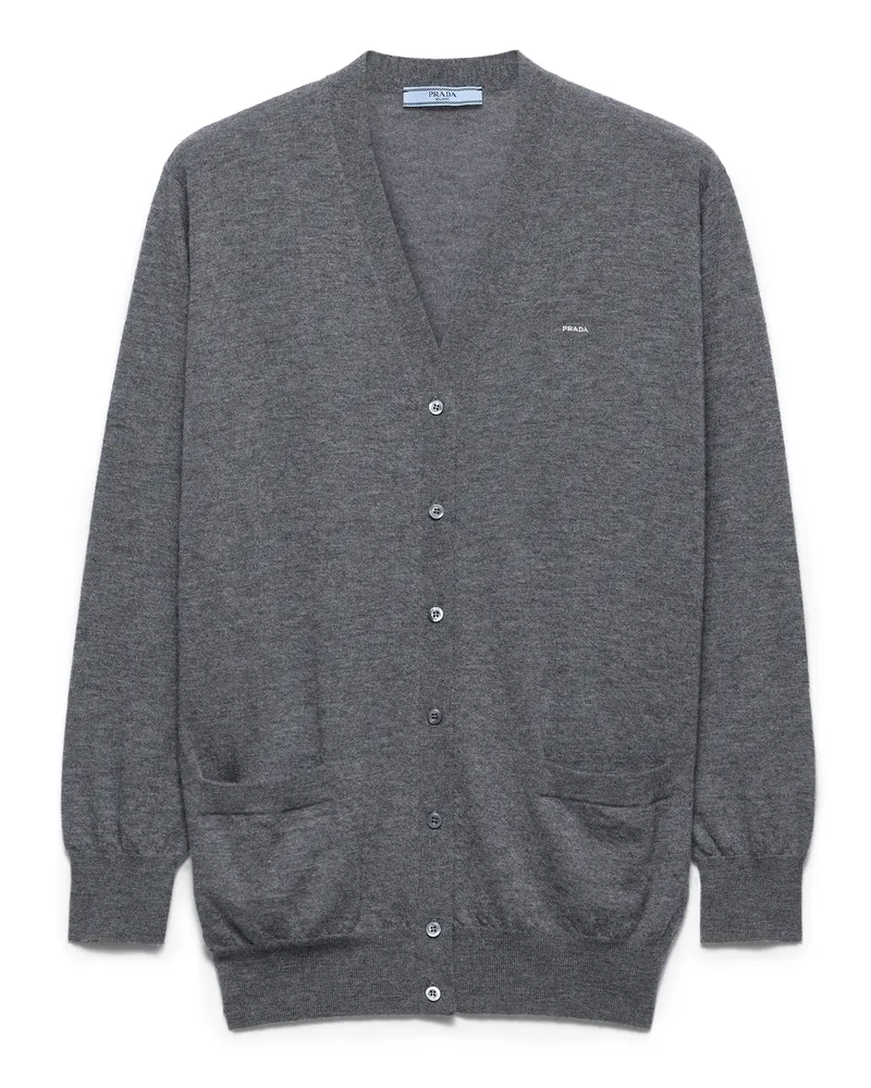 Prada Strickjacke Aus Kaschmir, Damen, Schiefergrau, Größe Schiefergrau