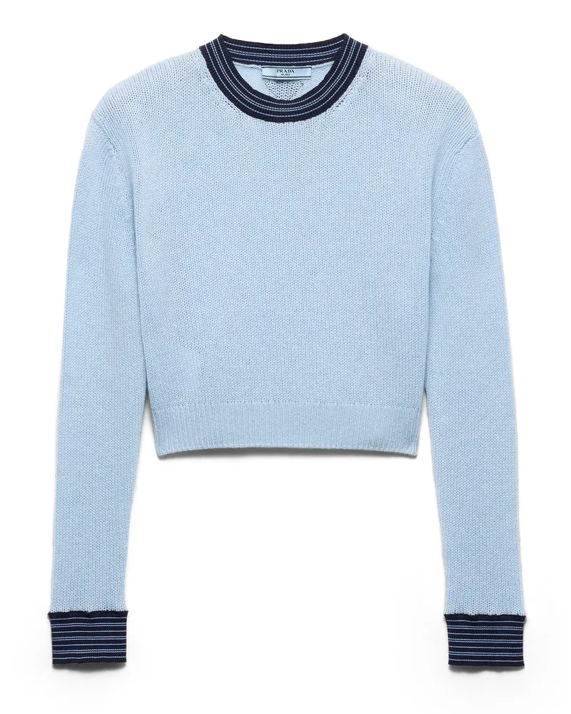 Prada Rundhalspullover Aus Kaschmir, Damen, Saphirblau, Größe Saphirblau