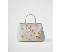Große  Galleria Tasche aus Leder mit Blumenapplikationen