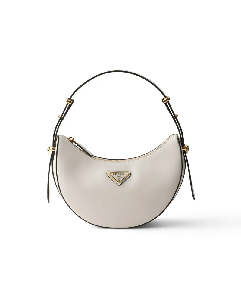 Prada Arqué Mini-schultertasche Aus Leder, Damen, Weiss Weiss