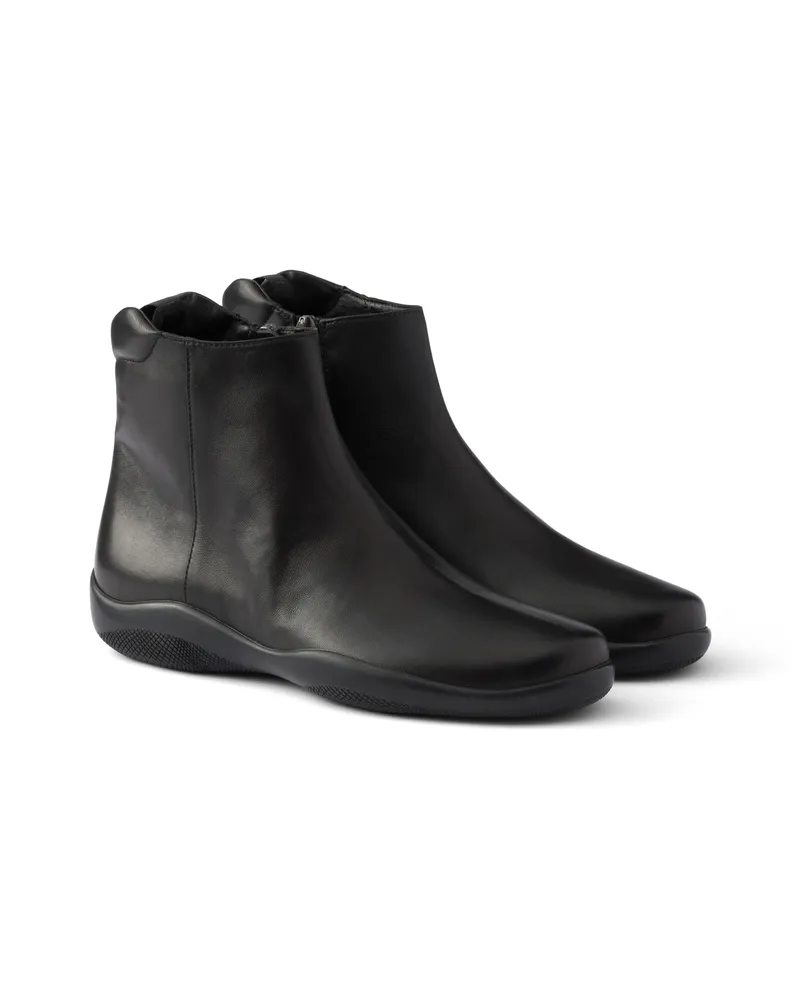 Prada Stiefeletten Aus Nappa-leder Toblach, Damen, Schwarz, Größe Schwarz