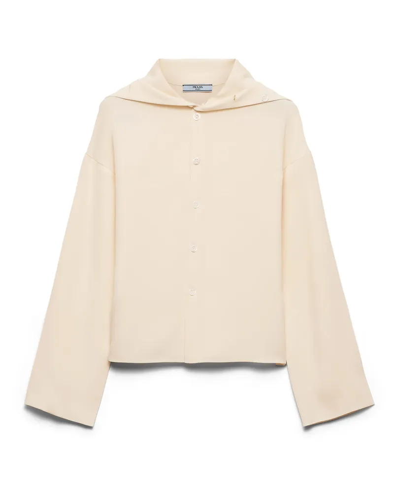 Prada Hemd Aus Seiden-walkstoff, Damen, Elfenbein, Größe Elfenbein