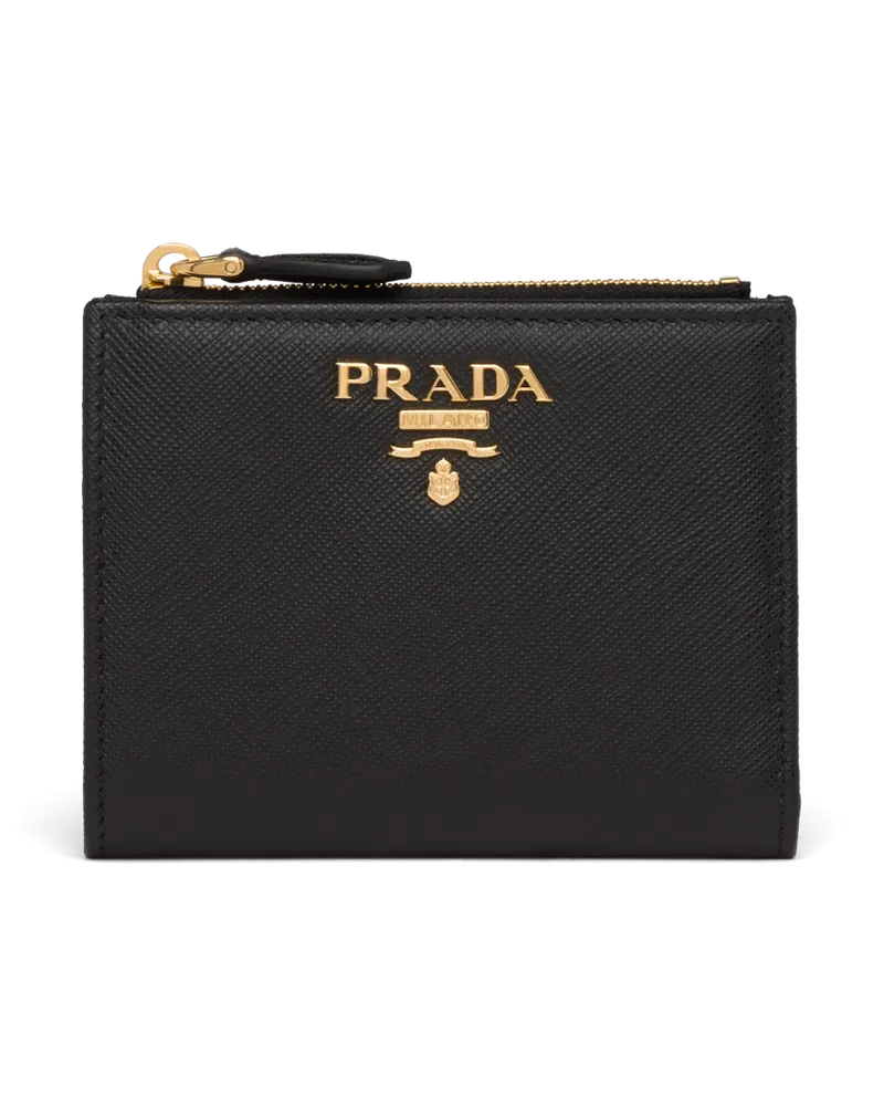 Prada Kleines Portemonnaie aus Saffiano-Leder Schwarz