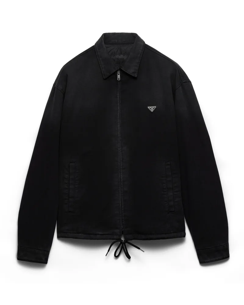 Prada Padded Black Denim Blouson Jacket, Herren, Schwarz, Größe Schwarz