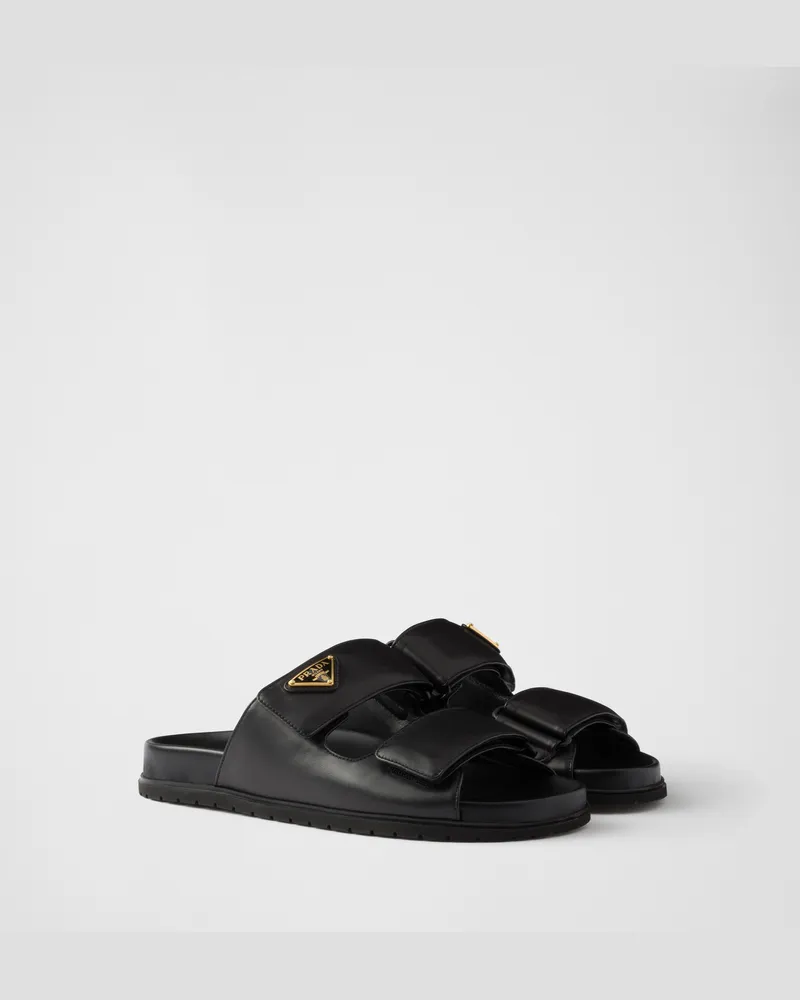 Prada Pantoletten aus Nappa-Leder Schwarz