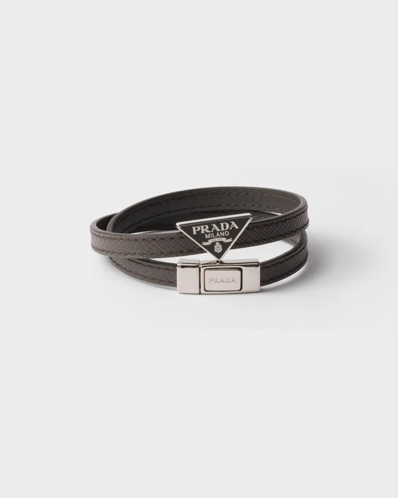 Prada Armband aus Saffiano-Leder Rauchgrau