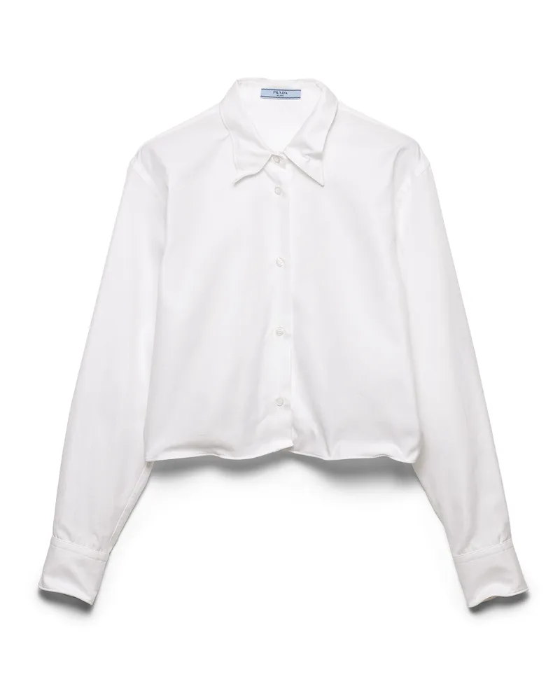 Prada Formbares Hemd Aus Baumwolle, Damen, Weiss, Größe Weiss