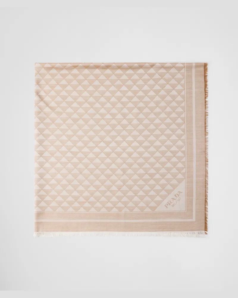 Prada Schal aus Seide und Wolle Cameo-beige