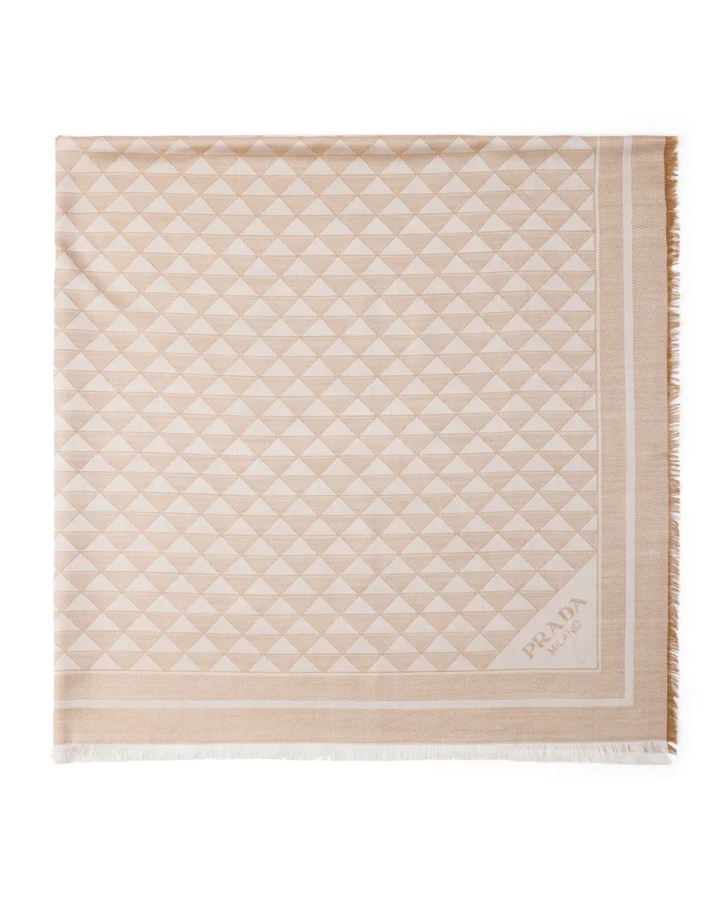 Prada Schal Aus Seide Und Wolle, Damen, Cameo-beige/kalkweiß Cameo-beige