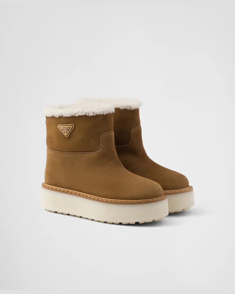 Prada Stiefeletten aus Wildleder Zimt