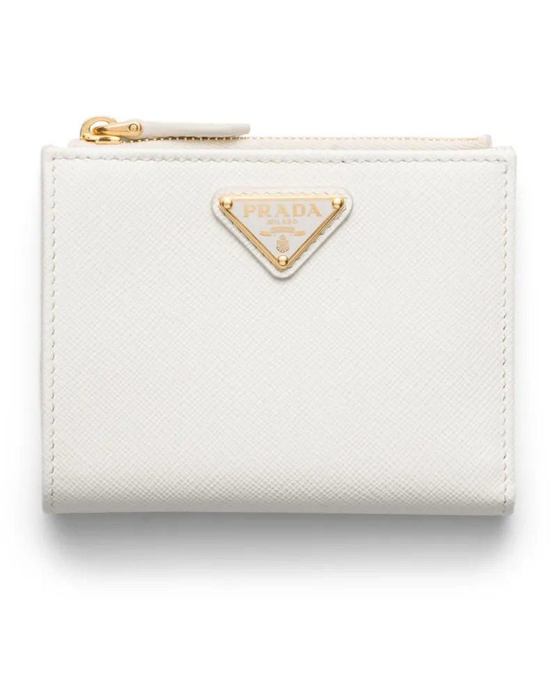 Prada Kleine Geldbörse Aus Saffiano-leder, Damen, Weiss Weiss