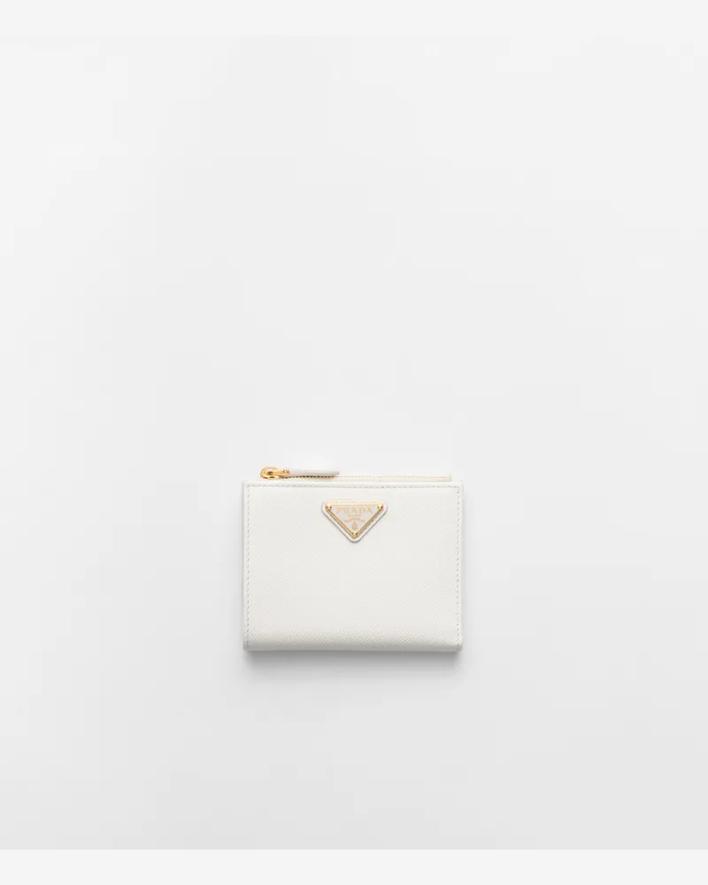 Prada Kleine Geldbörse aus Saffiano-Leder Weiss