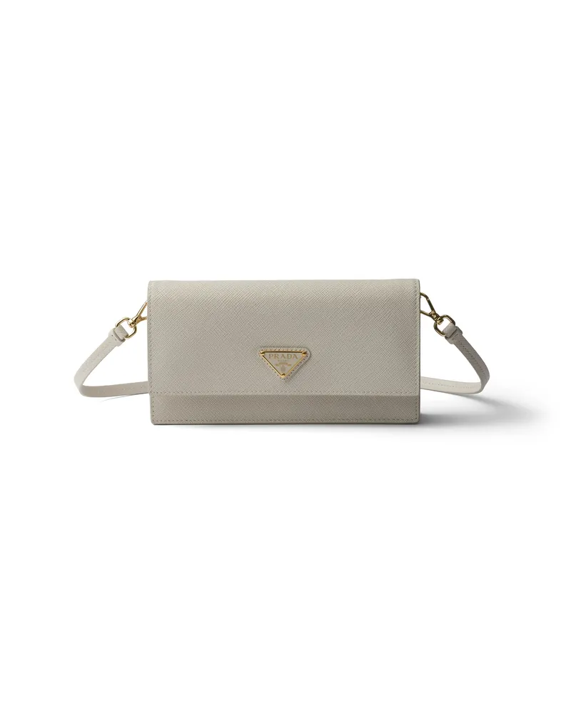 Prada Mini Bag Aus Saffiano-leder, Damen, Kalkweiss Kalkweiss