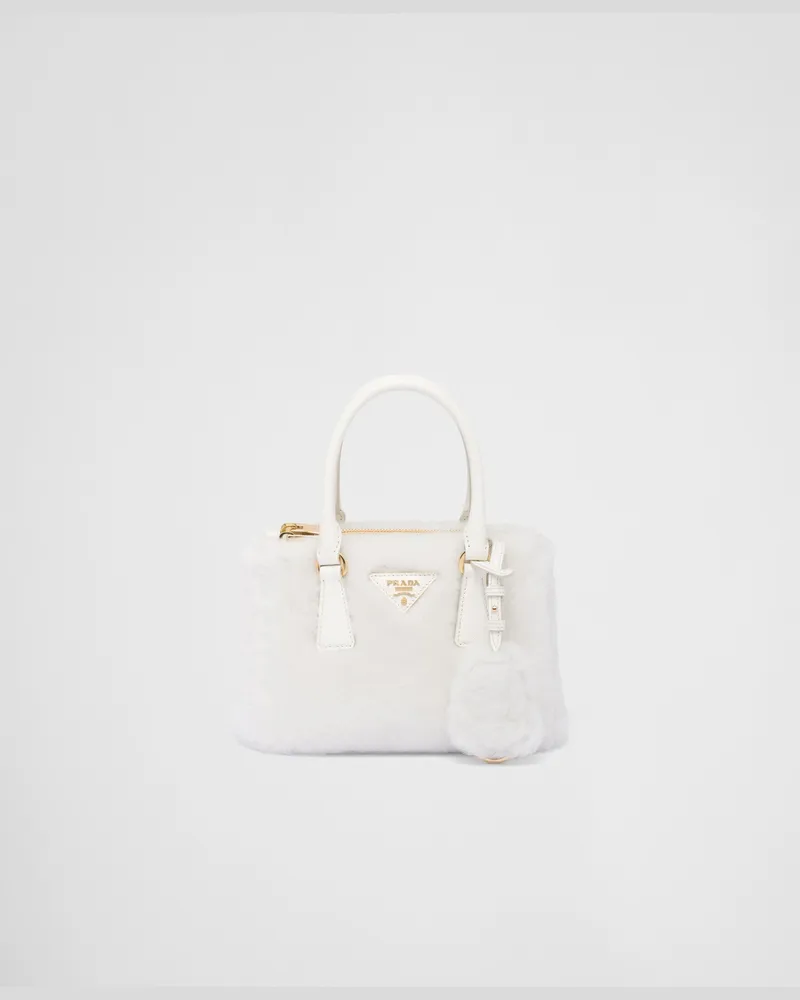 Prada Galleria Mini Bag aus Lammfell Weiss