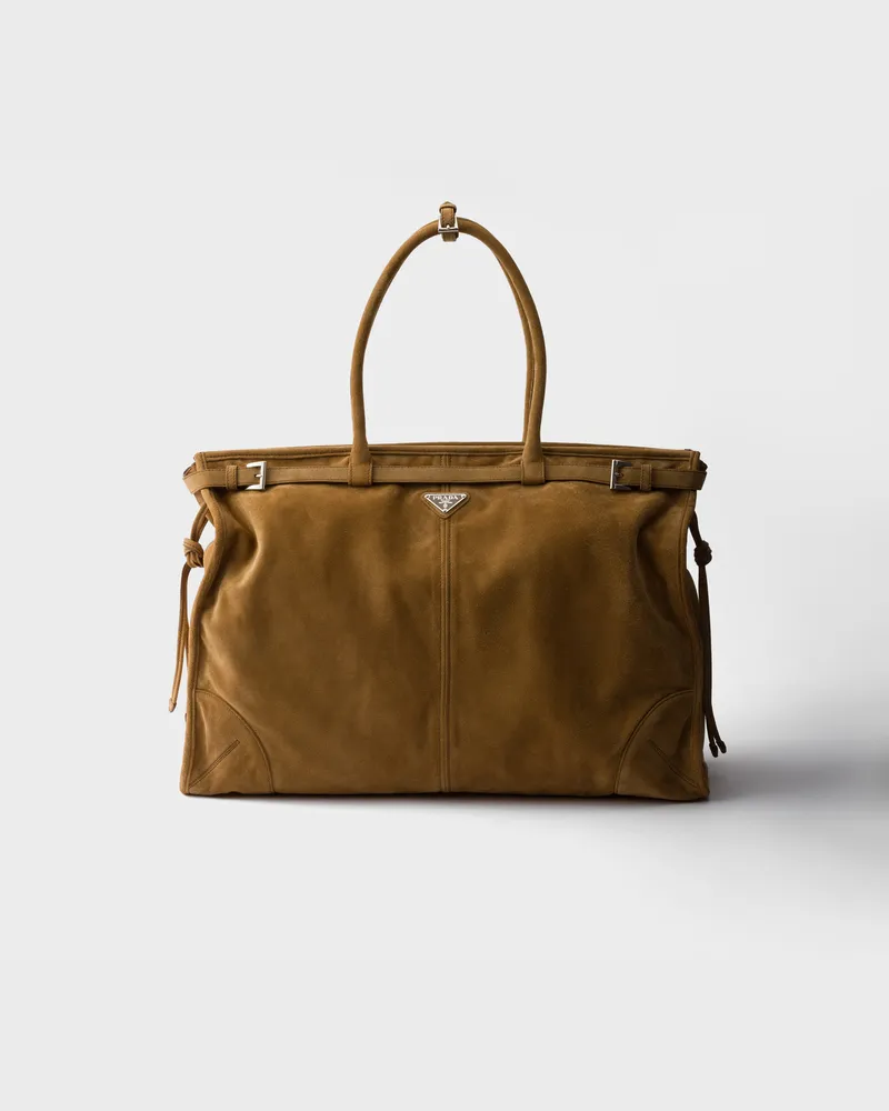 Prada Bonnie Tote Bag aus Wildleder Zimt
