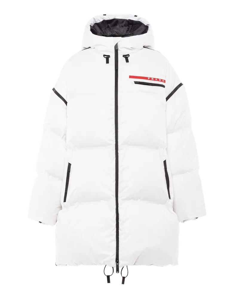 Prada Oversize-Daunenmantel aus technischem Re-Nylon Weiss