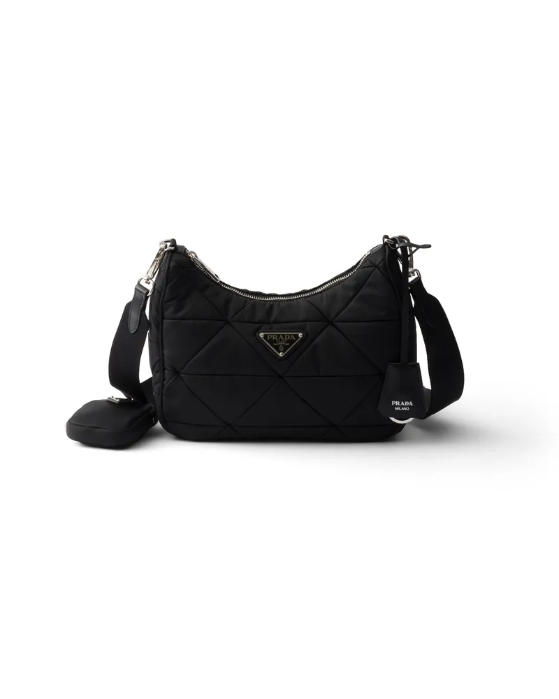 Prada Gesteppte Schultertasche Aus Re-nylon, Damen, Schwarz Schwarz