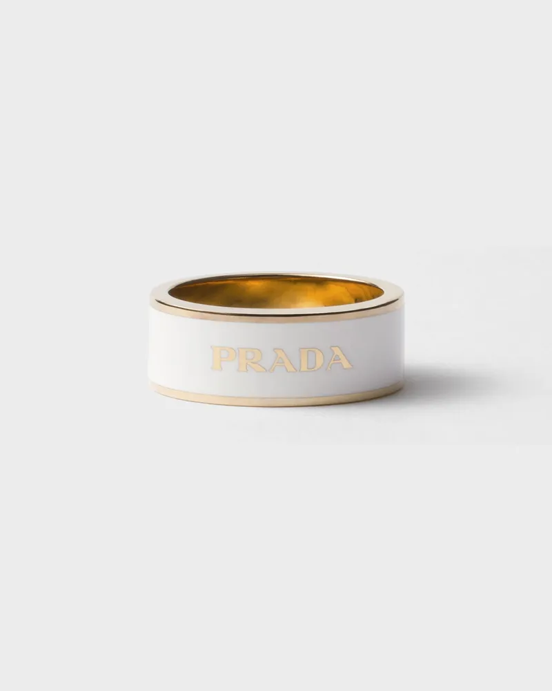 Prada Ring aus emailliertem Metall Weiss