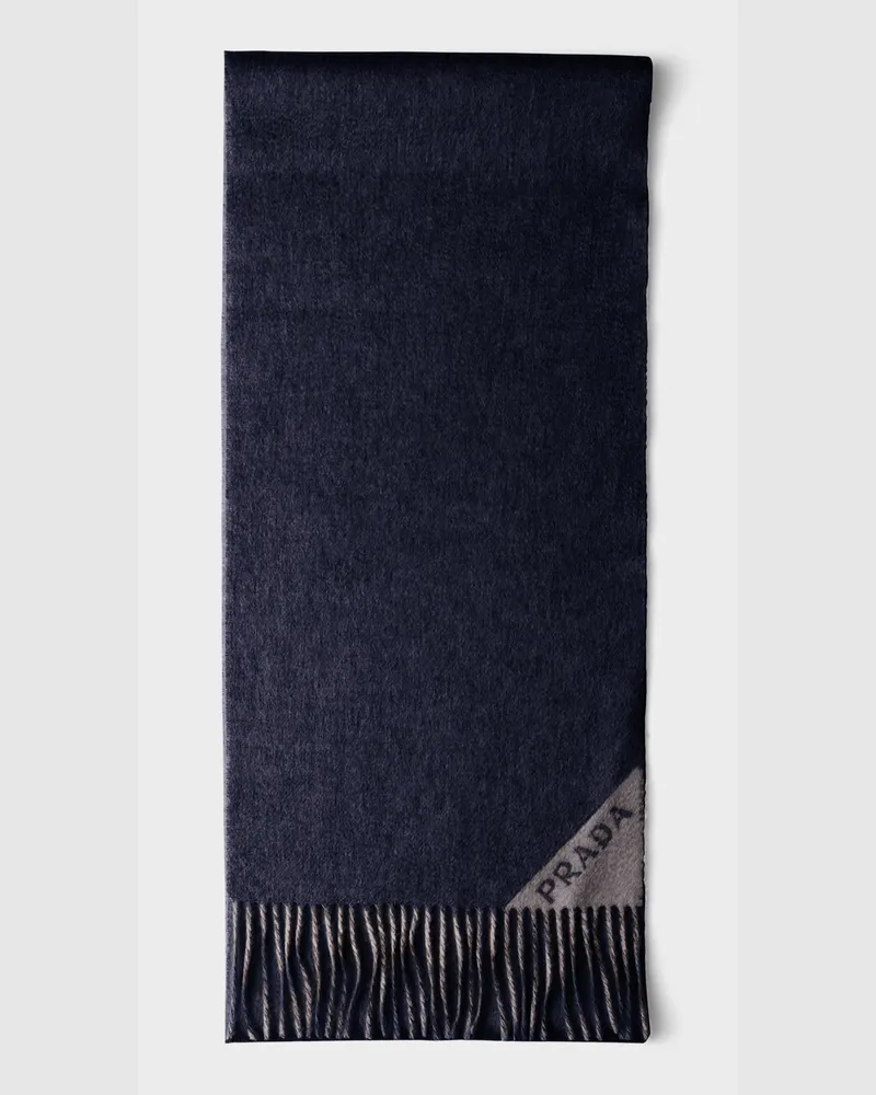 Prada Schal aus Kaschmir-Doppelgewebe Blau