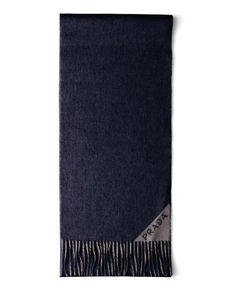 Prada Schal Aus Kaschmir-doppelgewebe, Herren, Blau/schiefergrau Blau
