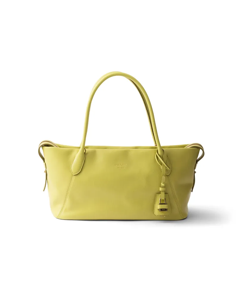 Prada Ouvert Große Tote Bag Aus Leder, Damen, Ananas Ananas