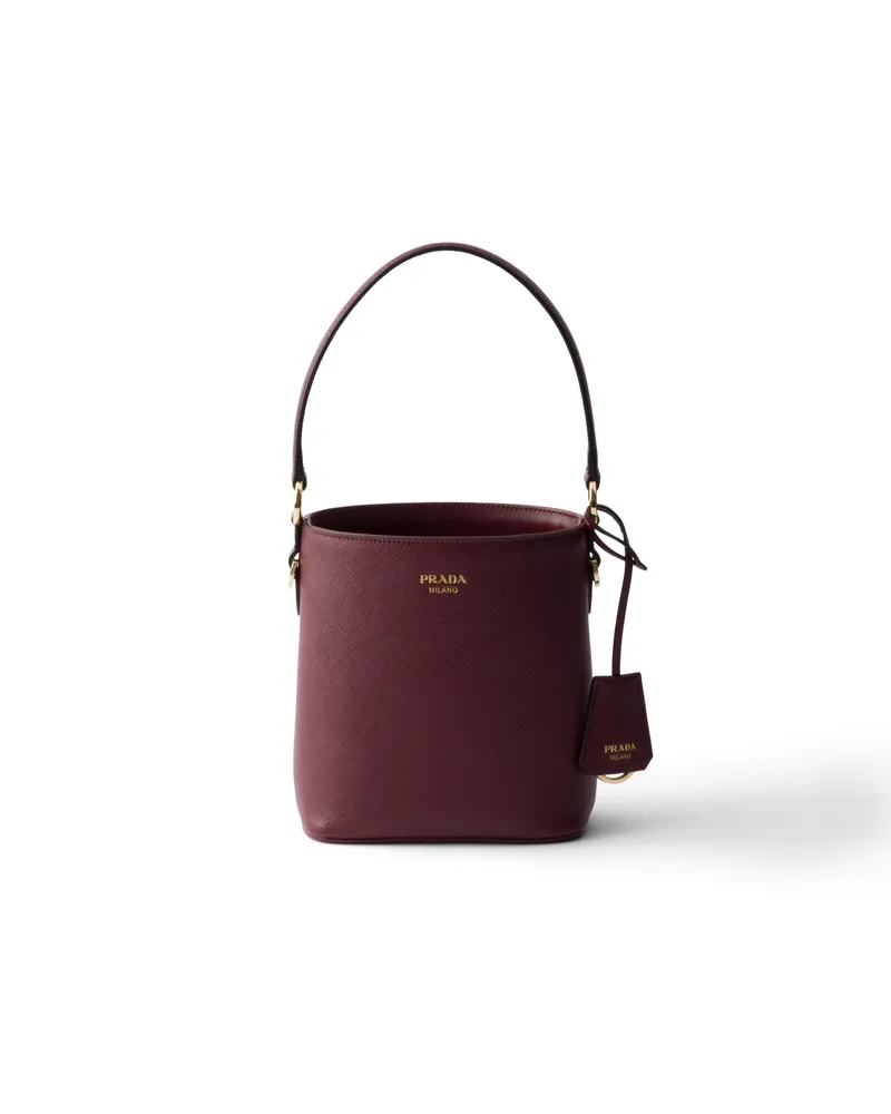 Prada Mini-bucket-bag Aus Saffiano-leder, Damen, Bordeaux Bordeaux