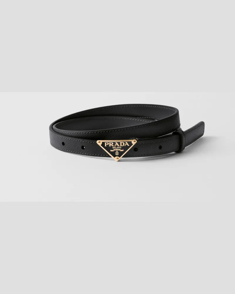 Prada Gürtel Aus Saffiano-leder, Damen, Schwarz, Größe Schwarz