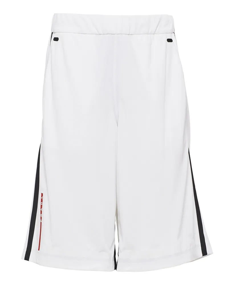 Prada Bermudas Aus Piqué Mit Nähten, Herren, Weiss, Größe Weiss