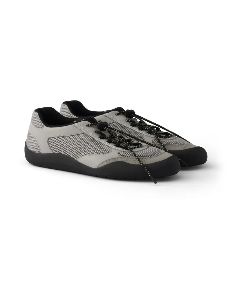 Prada Speedrock Sneaker Aus Leder Und Mesh, Herren, Grau, Größe 11 Grau