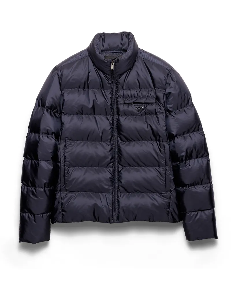 Prada Daunenjacke Aus Mittelschwerem Re-nylon, Herren, Blau, Größe Blau