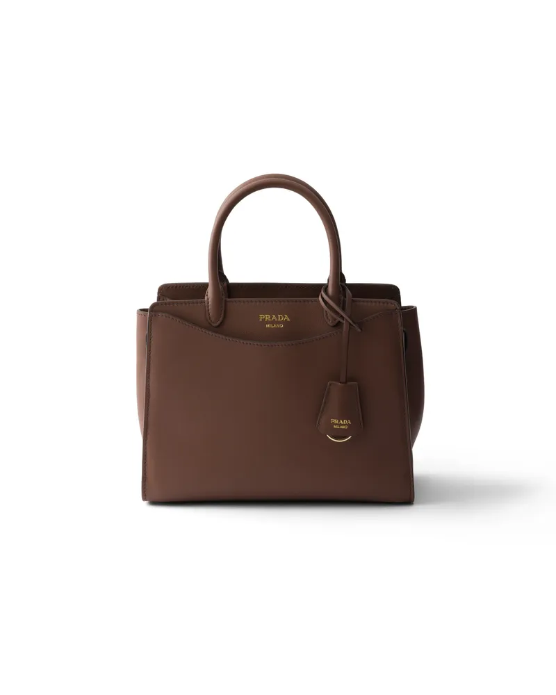Prada Prelude Mittelgroße Handtasche Aus Leder, Damen, Palisander Palisander