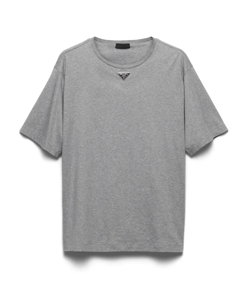 Prada T-shirt Aus Baumwolle, Herren, Grau, Größe Grau