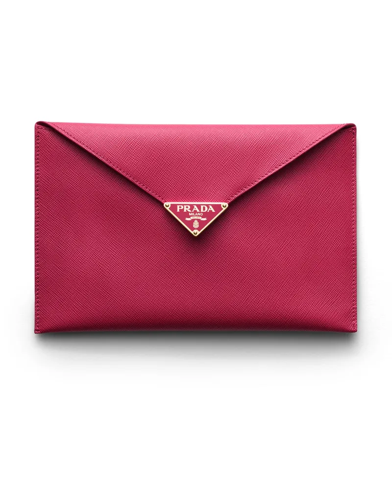 Prada Envelope-clutch Aus Saffiano-leder, Damen, Pfingstrose Pfingstrose