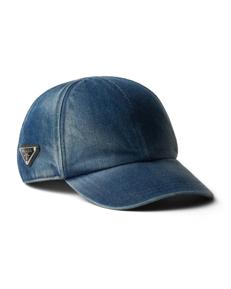 Prada Baseballkappe Aus Denim, Herren, Blau, Größe Blau