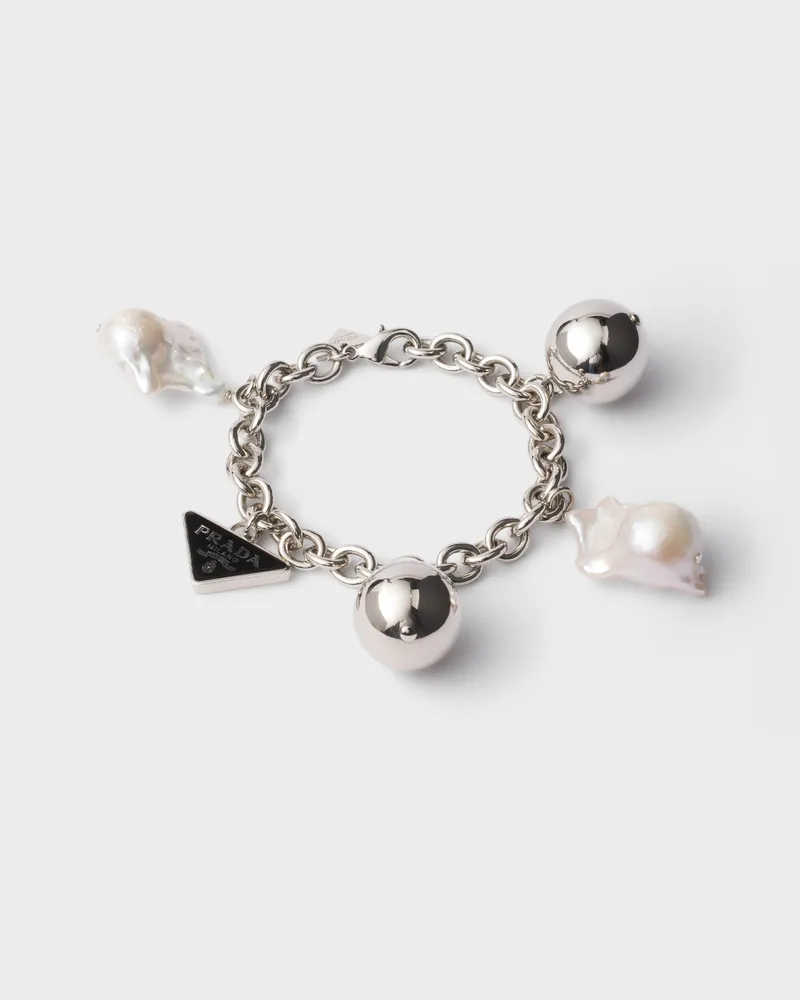 Prada Armband aus Metall mit Perlen Stahl