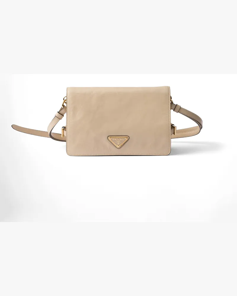 Prada Schultertasche Aus Leder, Damen, Travertin Travertin