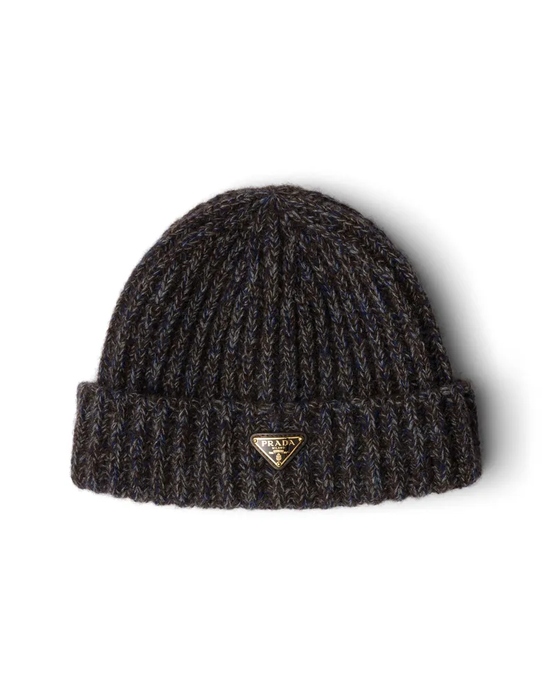 Prada Mütze Aus Mouliné-kaschmir Und Wolle, Damen, Blue/brown, Größe Blue